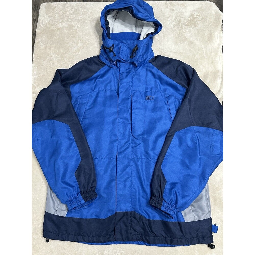Vintage Starter Jacket Coat Men’s Blue‎ Winter Ski Snow, Removable Hood M 38-40.